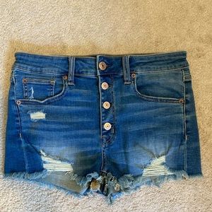 AEO High Waist Super Stretch Distressed Shorts (8)